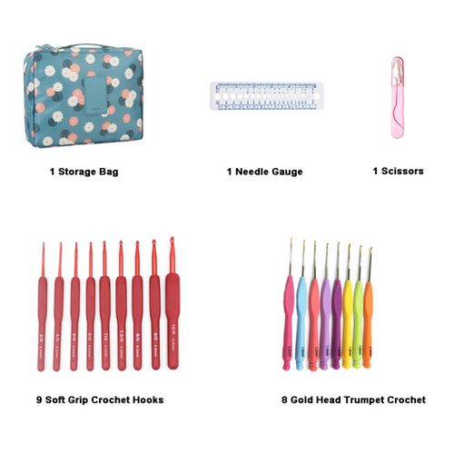 82PCS Crochet Kit Beginner Crochet Kit Wool Crochet Material Kit Crochet Beginner Set NO5115