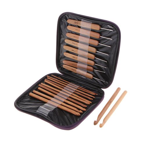 Prettyia Handcraft Crochet Hooks Set - Bamboo Needles Kit With Storage