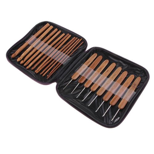 Prettyia Handcraft Crochet Hooks Set - Bamboo Needles Kit With Storage
