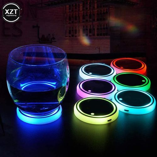 7 Colors Car Led Cup Holder Light Mats Car Coasters Bottle Atmosphere Light Constellation Backlight Lamp Led Cup Holder Pads New