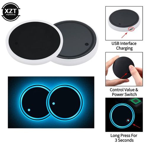 7 Colors Car Led Cup Holder Light Mats Car Coasters Bottle Atmosphere Light Constellation Backlight Lamp Led Cup Holder Pads New