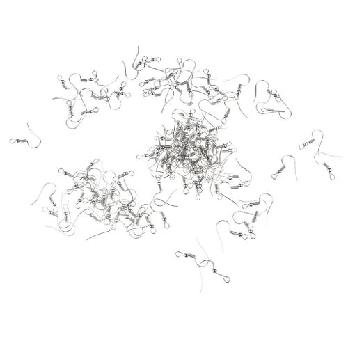 100 Pieces Earring Fish Hooks Ear Wires DIY Earring Findings Silver