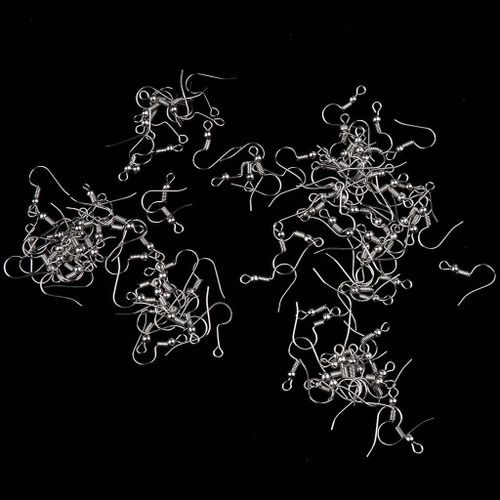 100 Pieces Earring Fish Hooks Ear Wires DIY Earring Findings Silver