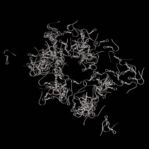 100 Pieces Earring Fish Hooks Ear Wires DIY Earring Findings Silver