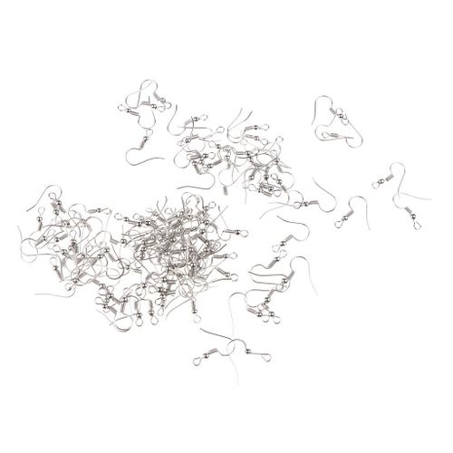 100 Pieces Earring Fish Hooks Ear Wires DIY Earring Findings Silver