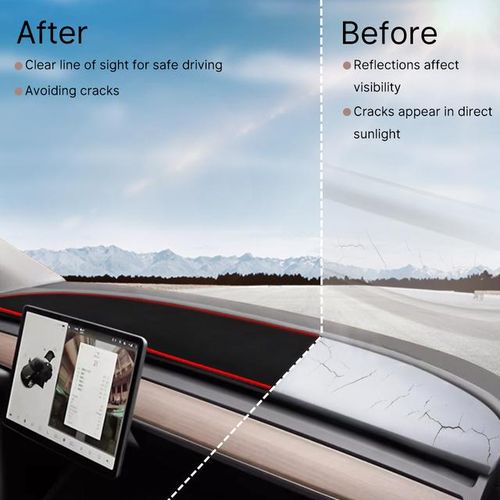 For MG Car Dashboard Cover Avoid Pad Instrument Platform Cover Mat Carpet Accessories-Black Side RHD_Silver