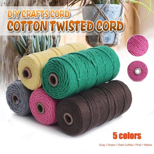 5 3mm 100m Cotton Twisted Cord Rope Natural Macrame String DIY Craft grey