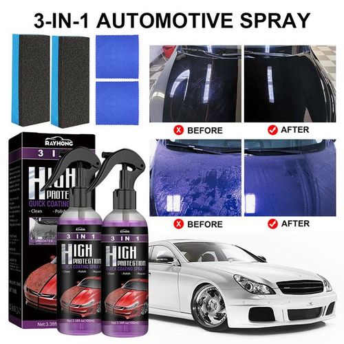 3 In 1 Car Ceramic Coating Spray High Protection Shine Ceramic Car Wash Car Shield 30/100ml Polishing Spraying Wax Tools-100ml 2pcs_Silver