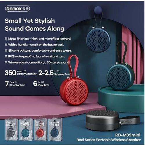Remax Bluetooth Speaker Series Portable Wireless Speaker Rb-M39 Mini - Blue
