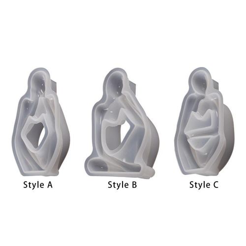 3d Abstract Thinker Statue Silicone Model Gypsum Polymer Clay Diy Reusable