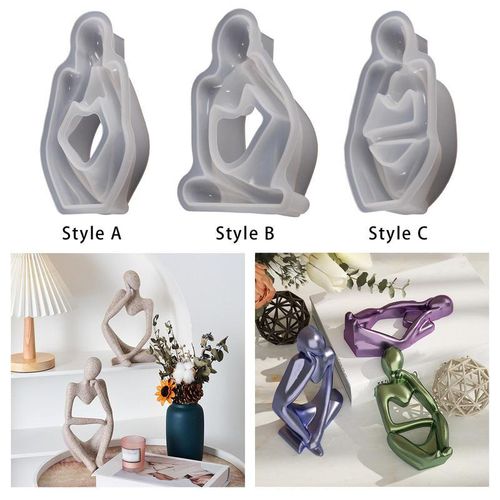 3d Abstract Thinker Statue Silicone Model Gypsum Polymer Clay Diy Reusable