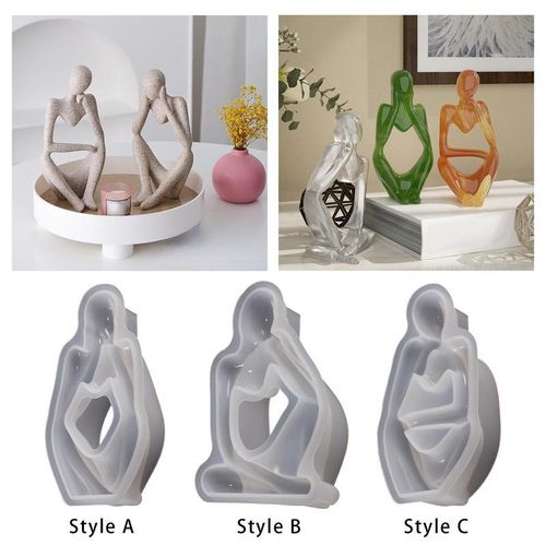 3d Abstract Thinker Statue Silicone Model Gypsum Polymer Clay Diy Reusable