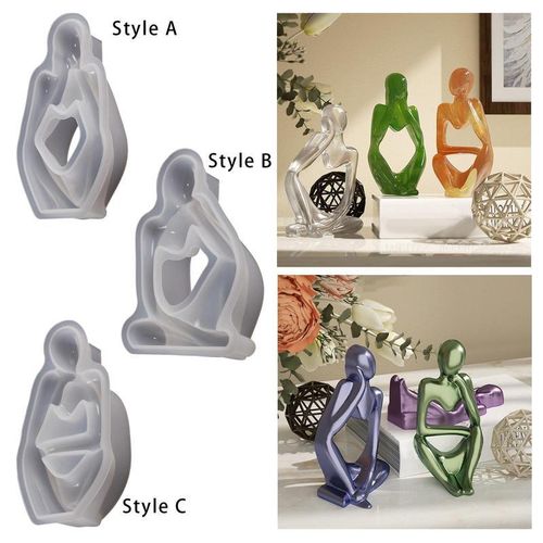 3d Abstract Thinker Statue Silicone Model Gypsum Polymer Clay Diy Reusable