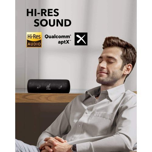 Anker Soundcore Motion+ Bluetooth Speaker with Hi-Res 30W Audio, BassUp, Extended Bass and Treble, Wireless HIFI Portable Speaker with App, Customizable EQ, 12-Hour Playtime, IPX7 Waterproof, and USB-C - Black