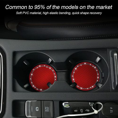2pcs Bling Car Cup Coaster Pvc Car Coaster Universal Non-Slip Cup Holders Embedded In Ornaments Coaster