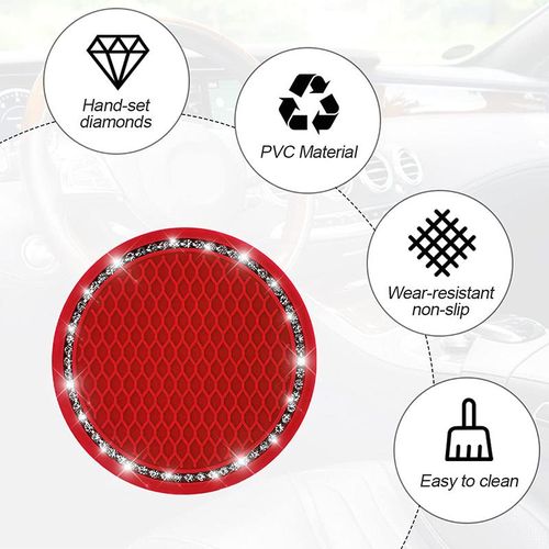2pcs Bling Car Cup Coaster Pvc Car Coaster Universal Non-Slip Cup Holders Embedded In Ornaments Coaster