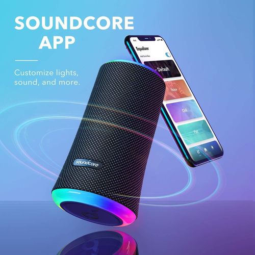Soundcore Anker Flare 2 Bluetooth Speaker, with IPX7 Waterproof Protection and 360&deg; Sound for Backyard and Beach Party, 20W Wireless Speaker with PartyCast, EQ Adjustment, and 12-Hour Playtime