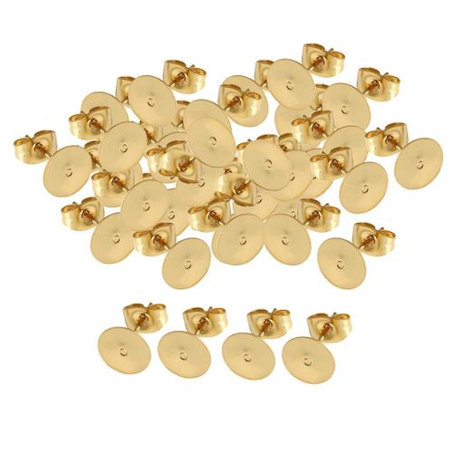 50x Gold Ear Stud Post Earring Blank Pad Tray Base For 3/4/5mm