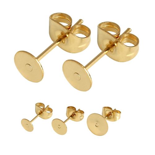 50x Gold Ear Stud Post Earring Blank Pad Tray Base For 3/4/5mm