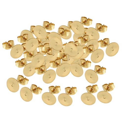 50x Gold Ear Stud Post Earring Blank Pad Tray Base For 3/4/5mm