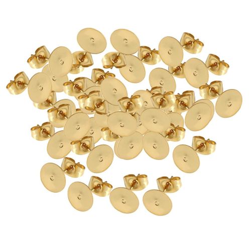50x Gold Ear Stud Post Earring Blank Pad Tray Base For 3/4/5mm