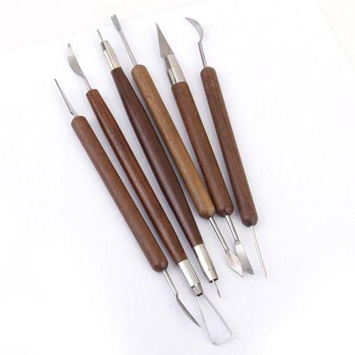 Pottery Clay Sculpture Carving Modeling Tools Wooden Handle