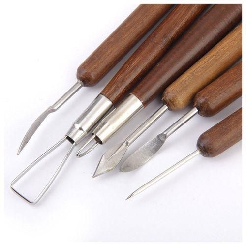Pottery Clay Sculpture Carving Modeling Tools Wooden Handle