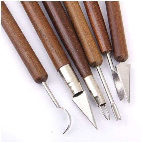 Pottery Clay Sculpture Carving Modeling Tools Wooden Handle