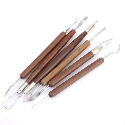 Pottery Clay Sculpture Carving Modeling Tools Wooden Handle