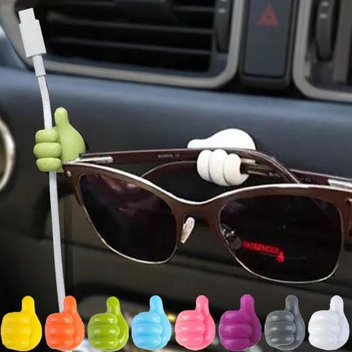 Rubber Holder For Aripods Cable Power Cord Charging Line Glasses Self Adhesive Mini Hook Car Storag Organizer Gadget Decorations-1Pair Blue_Blue
