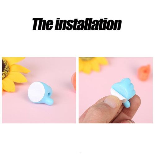Rubber Holder For Aripods Cable Power Cord Charging Line Glasses Self Adhesive Mini Hook Car Storag Organizer Gadget Decorations-1Pair Blue_Blue