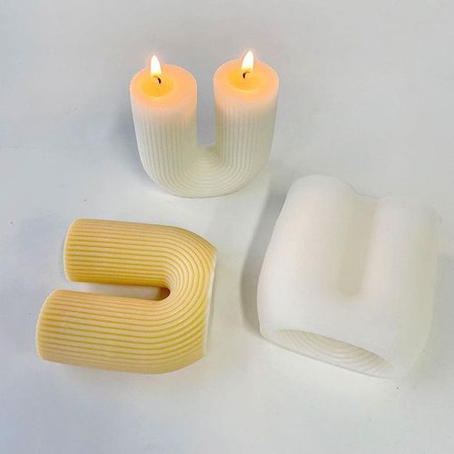 For Fun Striped Arch Silicone Candle Mold U-Shaped Aromatherapy Mold Soap Resin Mold Ornament Candle Making Home Decor