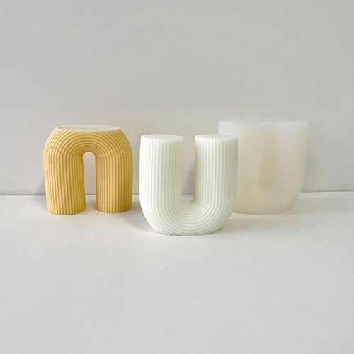 For Fun Striped Arch Silicone Candle Mold U-Shaped Aromatherapy Mold Soap Resin Mold Ornament Candle Making Home Decor