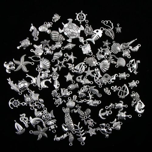 100pcs DIY Ocean   & Sea Creatures Charms Pendants for Bracelet
