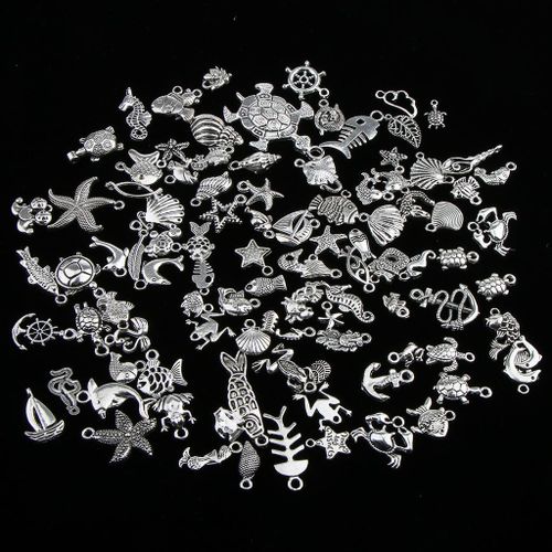 100pcs DIY Ocean   & Sea Creatures Charms Pendants for Bracelet