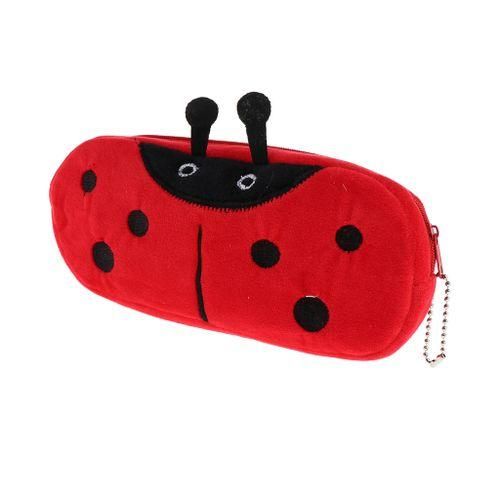 Cute Plush Pencil Bag Pencil Holder Pouch Cartoon Animal Pen Ladybird