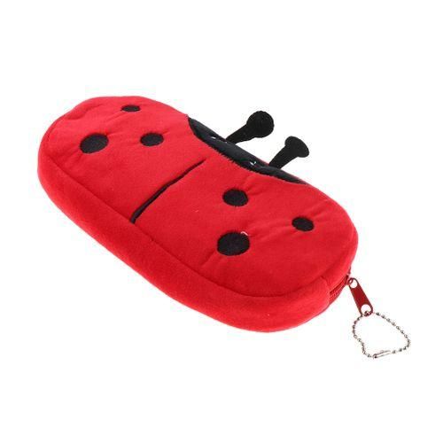 Cute Plush Pencil Bag Pencil Holder Pouch Cartoon Animal Pen Ladybird