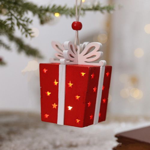 Christmas LED Lighted Gift Boxes Presents 7.5cmx6.5cm Red