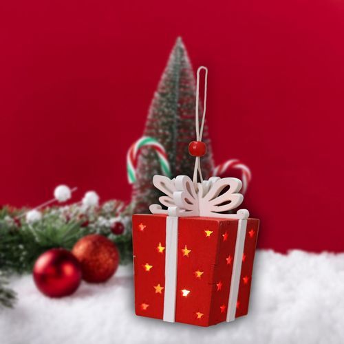 Christmas LED Lighted Gift Boxes Presents 7.5cmx6.5cm Red