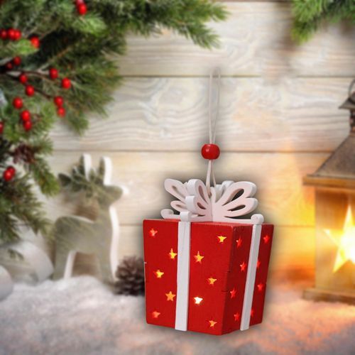 Christmas LED Lighted Gift Boxes Presents 7.5cmx6.5cm Red