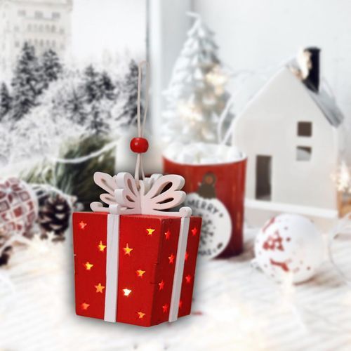 Christmas LED Lighted Gift Boxes Presents 7.5cmx6.5cm Red