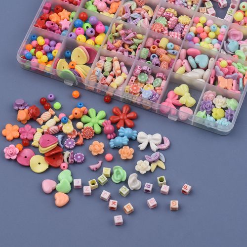 Bead Bracelet Making Kit with Mixed Color Letter Fish Star Flower Candy Beads Acrylic Spacer Beads for Jewelry Making Handmade DIY Bracelet Necklace NO5116