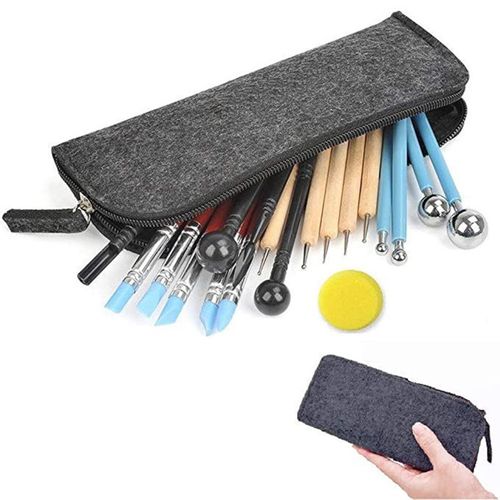 25pcs Polymer Clay Tools Modeling Clay Sculpting Tools Kit Ceramic Pottery Carving Tools Including Double Ended Dotting Tools Ball Stylus Tools Clay Tools Rubber Tip Pens Plastic Stylus Sponge Storage Bag NO5112