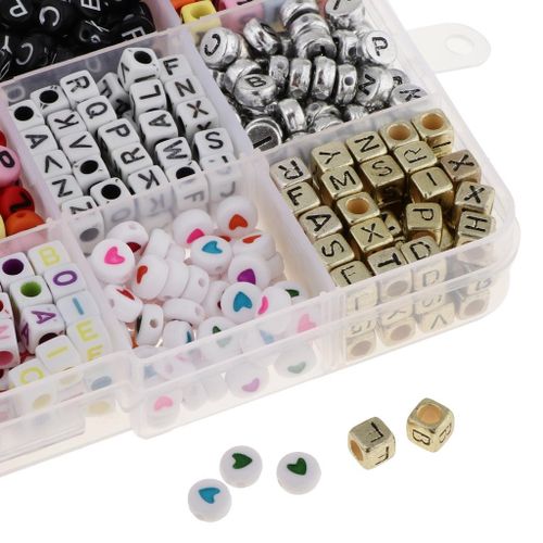 1100 Pieces Acrylic Number Alphabet A-Z Beads For Bracelets Necklaces