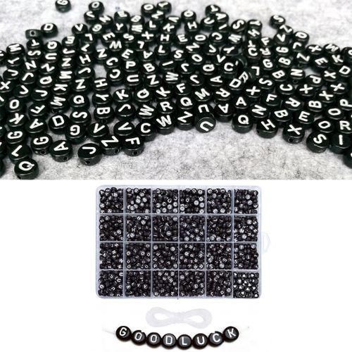 1850Pack 4x7mm Round Alphabet Letter Beads Disc Bead Kit Jewelry Black
