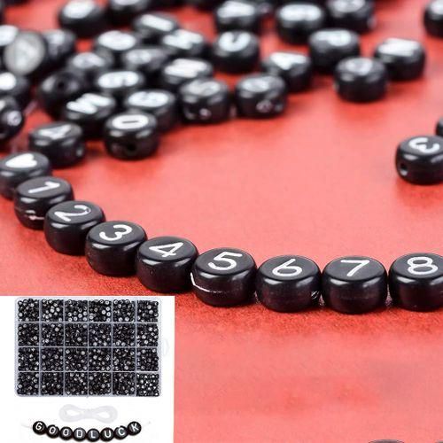 1850Pack 4x7mm Round Alphabet Letter Beads Disc Bead Kit Jewelry Black