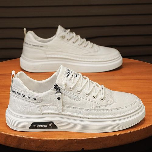 Fall 2024 New Men's Sneakers Zipper Student White Shoes Lightweight Comfortable Wear-Resistant Durable Casual Shoes
