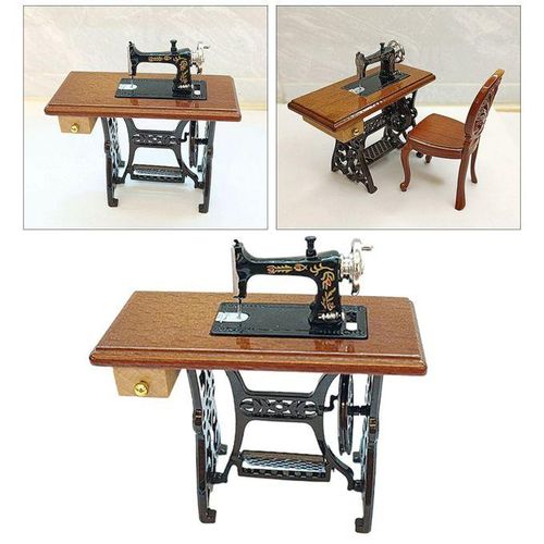 2pcs 1/6 Miniature Sewing Machine BJD Doll Decor Props Tailor Toy For