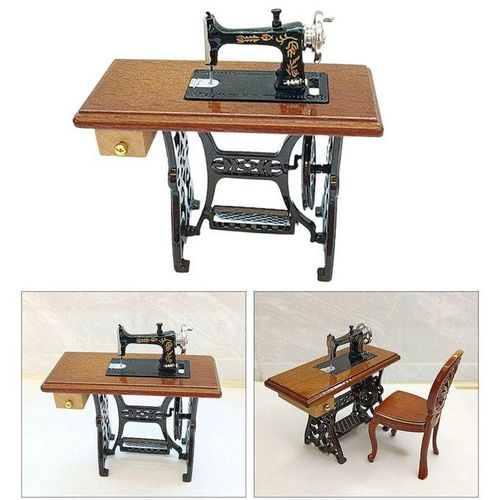 2pcs 1/6 Miniature Sewing Machine BJD Doll Decor Props Tailor Toy For