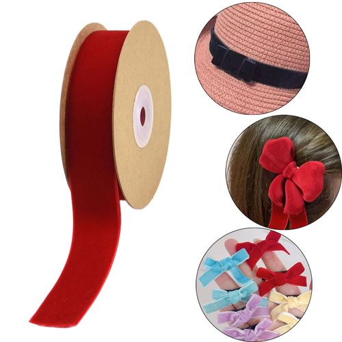 Velvet Ribbon With Spool Decorative Ribbon Florist Red